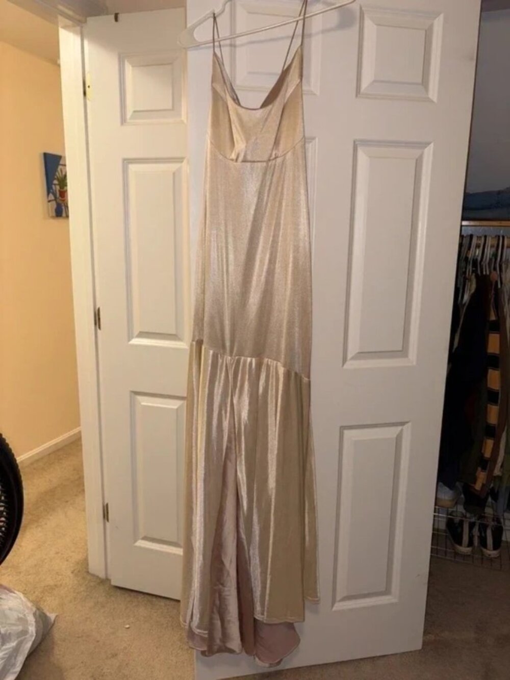 Revelry Champagne Satin Maxi Dress Size 8